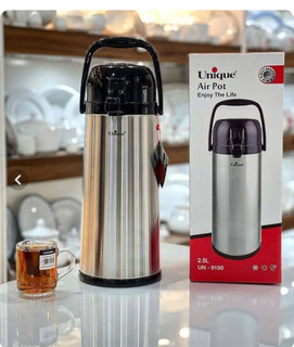 فلاسک پمپی ۲/۵ لیتر یونیک شرکتی جنس استیل داخل شیشه